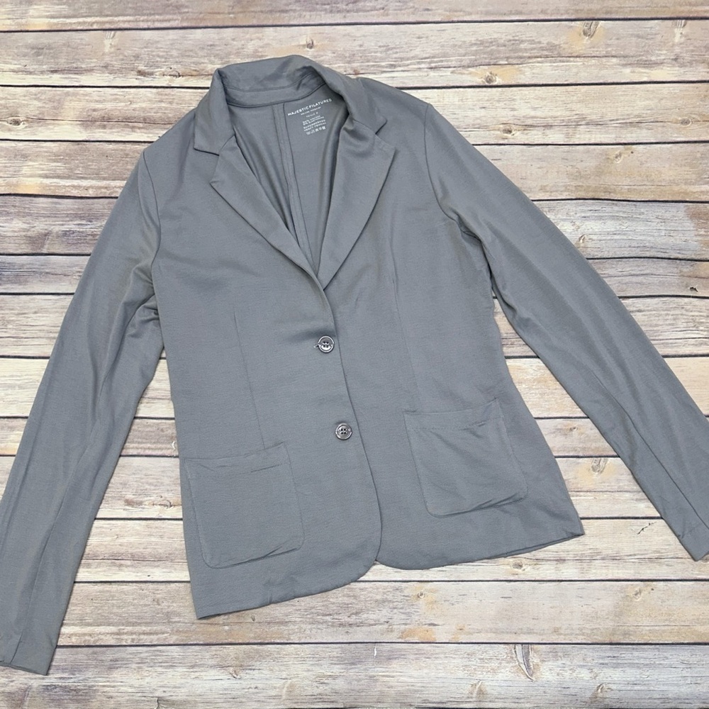 Majestic Filatures Women’s Soft Touch Two-Button Blazer Gray Size 2(small)